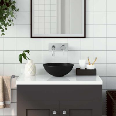 vidaXL Badezimmerwaschbecken Keramik Matt Schwarz Rund vidaXL Badezimmerwaschbecken Keramik Matt Schwarz Rund