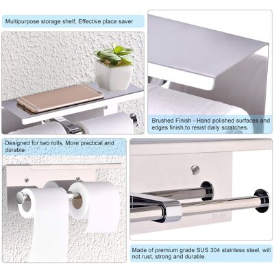 HEAT Doppelter Toilettenpapierhalter Aus Edelstahl Sus 304, Wandmontage, Spender Für Zwei Rollen Toilettenpapier HEAT Doppelter Toilettenpapierhalter Aus Edelstahl Sus 304, Wandmontage, Spender Für Zwei Rollen Toilettenpapier