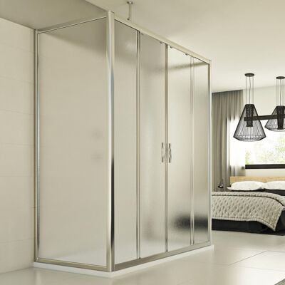 Idralite - Schiebeduschkabine 3-seitig H Strukturglas 198 Mod. Young Trio 2 Türen 70x150x70 Cm Idralite - Schiebeduschkabine 3-seitig H Strukturglas 198 Mod. Young Trio 2 Türen 70x150x70 Cm