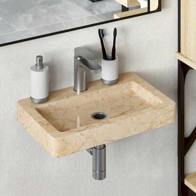 vidaXL Cremes Marmor-Waschtisch - 38x24x6,5 cm Badezimmerbecken vidaXL Cremes Marmor-Waschtisch - 38x24x6,5 cm Badezimmerbecken