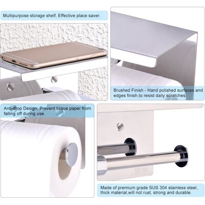 HEAT Wandmontierter Toilettenpapierhalter Aus Edelstahl Sus304, Toilettenpapierspender Für Das Badezimmer, Inklusive Befestigungsmaterial HEAT Wandmontierter Toilettenpapierhalter Aus Edelstahl Sus304, Toilettenpapierspender Für Das Badezimmer, Inklusive Befestigungsmaterial