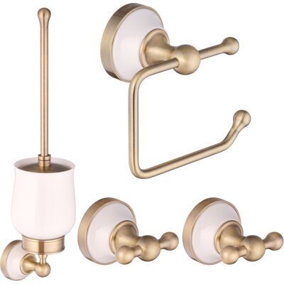 Paulgurkes - Bad-accessoires Set Nostalgie Retro Keramik Bronze Messing Set Paulgurkes - Bad-accessoires Set Nostalgie Retro Keramik Bronze Messing Set
