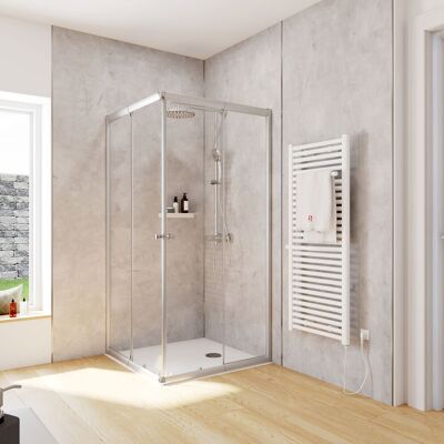 Schulte Duschkabine Corner Eckeinstieg, 100x80 Cm - Mit Schiebetüren, 4mm Esg Sicherheitsglas, Klarhell, Silberfarben Schulte Duschkabine Corner Eckeinstieg, 100x80 Cm - Mit Schiebetüren, 4mm Esg Sicherheitsglas, Klarhell, Silberfarben