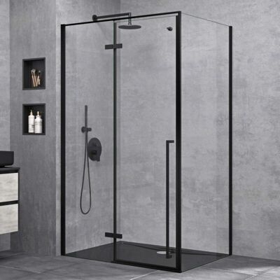 Doporro - Ravenna64K Eckduschkabine 80x100x195 cm - schwarze Profile Doporro - Ravenna64K Eckduschkabine 80x100x195 cm - schwarze Profile