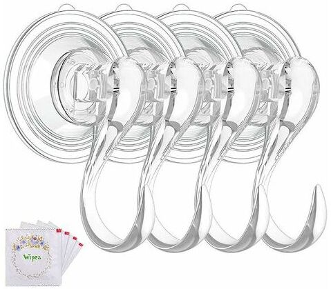 ETING Handtuchhalter-Saugnapfhaken, wiederverwendbare, robuste, durchsichtige, kleine Vakuum-Saugnapfhaken mit Reinigungstuch, starke