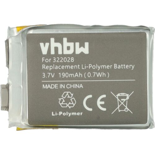 Vhbw - Akku kompatibel mit TomTom Multisport, Golfer 1 Multisport Smartwatch Uhr Fitnessarmband (190mAh, 3,7V, Li-Polymer) + Werkzeug-Set