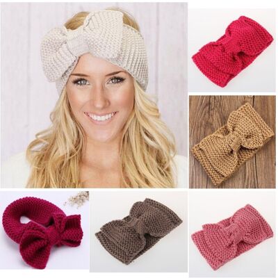 TRADE SHOP TRAESIO Trade Shop - Elastisches Stirnband Schleife Stricken Retro' Haargummi Stoff Vorne Zubehör - TRADE SHOP TRAESIO Trade Shop - Elastisches Stirnband Schleife Stricken Retro' Haargummi Stoff Vorne Zubehör -