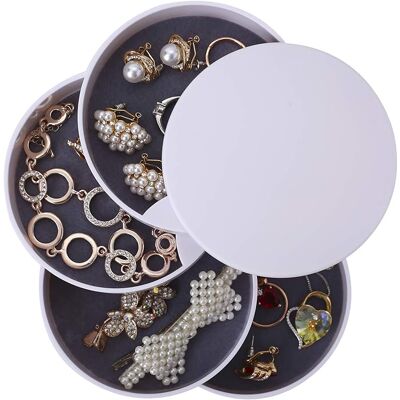 Minkurow Runde Schmuckschatulle, Turm-kosmetik-organizer, 4-stöckige Drehbare Schmuckschatulle, Schmuckaufbewahrung Für Ringe, Ohrringe, Halskette, Frauen, Mädchen, Geburtstagsgeschenk, Weiß Minkurow Runde Schmuckschatulle, Turm-kosmetik-organizer, 4-stöckige Drehbare Schmuckschatulle, Schmuckaufbewahrung Für Ringe, Ohrringe, Halskette, Frauen, Mädchen, Geburtstagsgeschenk, Weiß