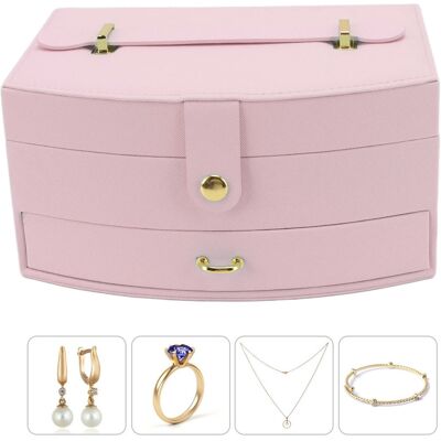 JUTE Doppelfach-schmuckkästchen Mit Schloss, Aufbewahrungsbox Im Schubladenstil, Frisch Und Sauber, Für Halsketten, Armbänder Und Anderen Schmuck, Macaron- Und Hübsche Rosa Farbe. JUTE Doppelfach-schmuckkästchen Mit Schloss, Aufbewahrungsbox Im Schubladenstil, Frisch Und Sauber, Für Halsketten, Armbänder Und Anderen Schmuck, Macaron- Und Hübsche Rosa Farbe.