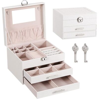 Minkurow Mädchen Schmuckkästchen Schmuckkästchen Schmuckaufbewahrungsbox Mit 3 Spiegelschubladen Und Schloss Weiches Futter Für Mädchen Ohrring Halskette Ring Und Schmuck Weiß Minkurow Mädchen Schmuckkästchen Schmuckkästchen Schmuckaufbewahrungsbox Mit 3 Spiegelschubladen Und Schloss Weiches Futter Für Mädchen Ohrring Halskette Ring Und Schmuck Weiß