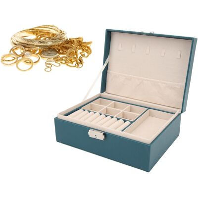 JUTE Großes Schmuckkästchen Für Ringe, Ohrringe, Halsketten Und Armbänder. Originales, Zweigeteiltes Schmuckkästchen Mit Schloss. JUTE Großes Schmuckkästchen Für Ringe, Ohrringe, Halsketten Und Armbänder. Originales, Zweigeteiltes Schmuckkästchen Mit Schloss.