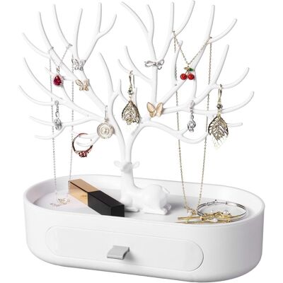 LONGZIMING Ineasicer Schmuckbaum Mit Schubladen, Schmuckhalter Aus Kunststoff, Schmuckständer In Hirschform Für Ohrringe, Halsketten, Armbänder, Uhren Und Ringe (weiß) LONGZIMING Ineasicer Schmuckbaum Mit Schubladen, Schmuckhalter Aus Kunststoff, Schmuckständer In Hirschform Für Ohrringe, Halsketten, Armbänder, Uhren Und Ringe (weiß)
