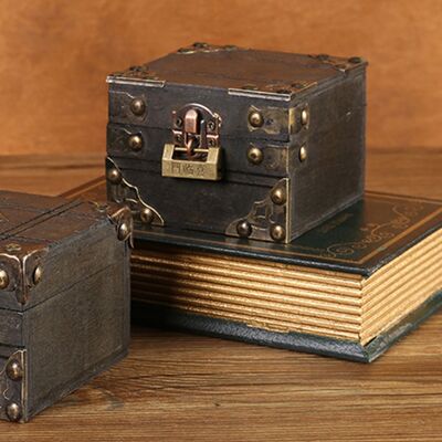 JUTE Retro-aufbewahrungsbox Aus Holz, Schatztruhe Für Escape Games, Schmuckkästchen Mit Verschluss Für Halsketten Und Ohrringe, Geschenkverpackung JUTE Retro-aufbewahrungsbox Aus Holz, Schatztruhe Für Escape Games, Schmuckkästchen Mit Verschluss Für Halsketten Und Ohrringe, Geschenkverpackung