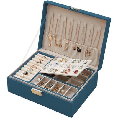 Minkurow Schmuckschatulle Für Damen, 2 Lagen Abschließbare Leder-schmuckschatulle, Schmuck-organizer, Kleine Schmuck-aufbewahrungsbox, Aufbewahrung Für Ringe, Ohrringe, Halsketten (grün) Minkurow Schmuckschatulle Für Damen, 2 Lagen Abschließbare Leder-schmuckschatulle, Schmuck-organizer, Kleine Schmuck-aufbewahrungsbox, Aufbewahrung Für Ringe, Ohrringe, Halsketten (grün)