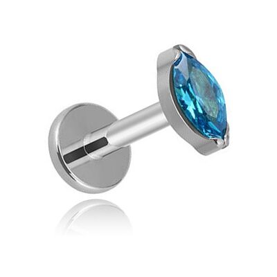 OEM Labret-ohrring Aus Titan In Tropfenform Mit Blauem Zirkonia (1,2/8 Zoll) OEM Labret-ohrring Aus Titan In Tropfenform Mit Blauem Zirkonia (1,2/8 Zoll)