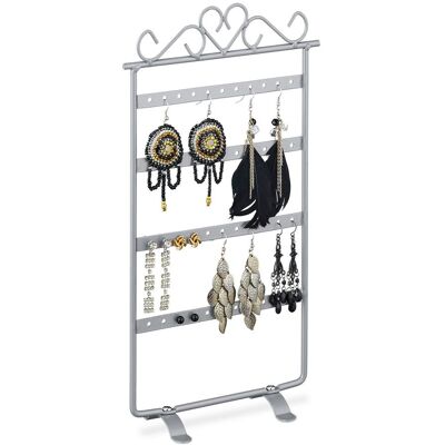 Ohrringhalter, Ohrstecker & Lange Ohrringe, 44 Löcher, Hbt: 30,5 X 16,5 X 6,5 Cm, Eisen, Schmuckhalter, Silber - Relaxdays Ohrringhalter, Ohrstecker & Lange Ohrringe, 44 Löcher, Hbt: 30,5 X 16,5 X 6,5 Cm, Eisen, Schmuckhalter, Silber - Relaxdays