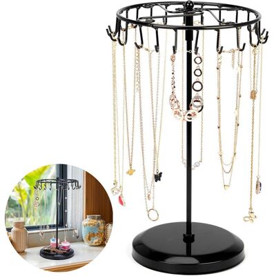 LABLANC Drehbarer Schmuckständer Aus Schwarzem Metall Mit 23 Haken – H 34,8 X B 20,5 Cm – Schmuckständer – Halter Für Halsketten, Armbänder, Ringe Und Ohrringe LABLANC Drehbarer Schmuckständer Aus Schwarzem Metall Mit 23 Haken – H 34,8 X B 20,5 Cm – Schmuckständer – Halter Für Halsketten, Armbänder, Ringe Und Ohrringe