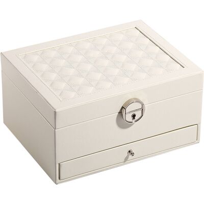 Minkurow Schmuckkästchen, Schmuck Organizer Mit Schubladen, Abschließbare Schmucktruhe Mit Spiegel Für Ohrringe, Armbänder, Geschenkidee, Weiß Minkurow Schmuckkästchen, Schmuck Organizer Mit Schubladen, Abschließbare Schmucktruhe Mit Spiegel Für Ohrringe, Armbänder, Geschenkidee, Weiß