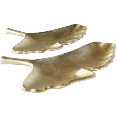 BELIANI Dekotablett 2er Set Blatt Palenque Metall Gold BELIANI Dekotablett 2er Set Blatt Palenque Metall Gold
