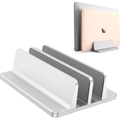 Minkurow Verstellbarer Vertikaler Laptopständer, Doppelständer Für Alle Tablets Und Laptops – Perfekt Für Macbook, Lenovo Und Andere, Doppelsitz, Silber Minkurow Verstellbarer Vertikaler Laptopständer, Doppelständer Für Alle Tablets Und Laptops – Perfekt Für Macbook, Lenovo Und Andere, Doppelsitz, Silber