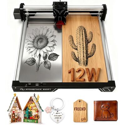 OEM Atomstack Swift 12w Lasergravurmaschine – 300 × 300 Mm Lasergravierer Und -schneider, 0,01 Mm Genauigkeit, Wlan/bluetooth/usb, Für Holz, Leder, Dunkles Acryl, Metall, Diy-geschenke OEM Atomstack Swift 12w Lasergravurmaschine – 300 × 300 Mm Lasergravierer Und -schneider, 0,01 Mm Genauigkeit, Wlan/bluetooth/usb, Für Holz, Leder, Dunkles Acryl, Metall, Diy-geschenke