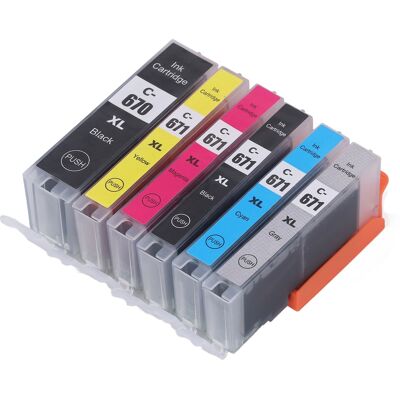 HEAT Mehrfarbige Tintenpatrone Mit Tinte, Ersatzpatrone Für Pixma 6-farben-druckerzubehör (bk Bk Cmy Gy) HEAT Mehrfarbige Tintenpatrone Mit Tinte, Ersatzpatrone Für Pixma 6-farben-druckerzubehör (bk Bk Cmy Gy)