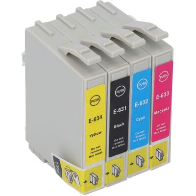 HEAT 4er-pack Tintenpatronen, Farbecht, Gleichmäßiger Druck, Hohe Kapazität, Schwarz/cmy, Passend Für Drucker T0631, T0632, T0633 Und T0634 HEAT 4er-pack Tintenpatronen, Farbecht, Gleichmäßiger Druck, Hohe Kapazität, Schwarz/cmy, Passend Für Drucker T0631, T0632, T0633 Und T0634
