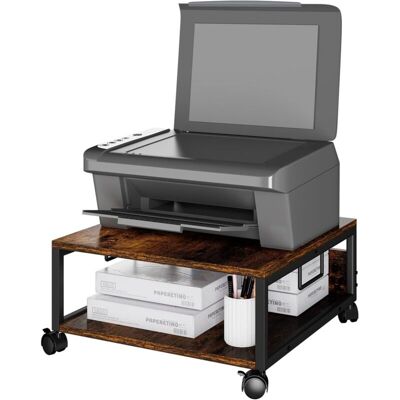 TEHTUY 2-stufiger Desktop-druckerständer Mit Rollen, Stabiler Rolltisch Mit Ablagefächern, Für Bücher, Fax, Scanner, Homeoffice (braun) TEHTUY 2-stufiger Desktop-druckerständer Mit Rollen, Stabiler Rolltisch Mit Ablagefächern, Für Bücher, Fax, Scanner, Homeoffice (braun)