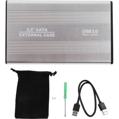 SABE Externes Gehäuse Für 2,5-zoll-festplatten Mit 4 Tb, Silbernes Aluminium, Mit Led-anzeige, Hot-swap-fähig, Usb 3.0-anschluss (5 Gbit/s), Externes Festplattengehäuse SABE Externes Gehäuse Für 2,5-zoll-festplatten Mit 4 Tb, Silbernes Aluminium, Mit Led-anzeige, Hot-swap-fähig, Usb 3.0-anschluss (5 Gbit/s), Externes Festplattengehäuse