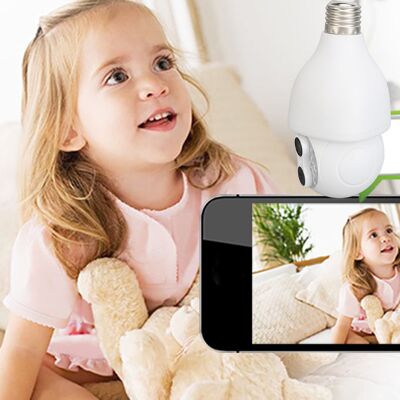 JUTE E27 1080 Dual-lens-überwachungskamera, Hochauflösende Netzwerkkamera, Panorama-nachtsicht, Wlan, Integrierter Monitor, 110–240 V JUTE E27 1080 Dual-lens-überwachungskamera, Hochauflösende Netzwerkkamera, Panorama-nachtsicht, Wlan, Integrierter Monitor, 110–240 V
