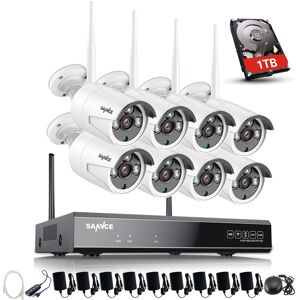 SANNCE 8CH 3MP drahtloses Videosicherheitssystem 5MP hdmi nvr mit 8PCS 3MP Wifi wetterfestes IP-Kamera-Überwachungs-Kit im Freien 100ft 30m Nachtsicht – 1TB