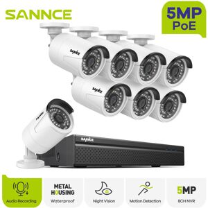ANNKE Sannce Système de sécurité vidéo en réseau PoE fhd 5MP, nvr de surveillance 8CH 5MP avec compression vidéo H.264 +, caméras 8 5MP hd résistantes aux