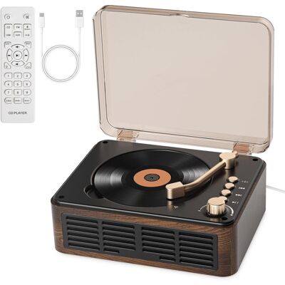 CARMDERING Guéray Cd-player Mit Lautsprechern, Hifi-stereo-sound Für Zuhause, Retro-bluetooth-cd-player Aus Holz Mit Fm-radio Und Fernbedienung CARMDERING Guéray Cd-player Mit Lautsprechern, Hifi-stereo-sound Für Zuhause, Retro-bluetooth-cd-player Aus Holz Mit Fm-radio Und Fernbedienung