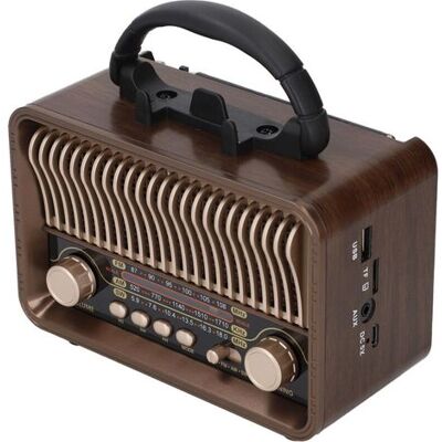 OEM Tragbares Vintage-retro-radio Mit Am/fm/sw-empfang, Bluetooth 5.4, 1200-mah-akku, Usb-c-antenne Und Usb-/aux-anschluss OEM Tragbares Vintage-retro-radio Mit Am/fm/sw-empfang, Bluetooth 5.4, 1200-mah-akku, Usb-c-antenne Und Usb-/aux-anschluss