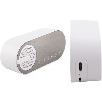 JUTE Neuer Spiegelwecker Mit Kartenfach, Bluetooth-lautsprecher, Farbigen Lichtern, Kräftigem Bass, Fm-radio, Tragbarer Lautsprecher, Ideal Als Geschenk, Weiß. JUTE Neuer Spiegelwecker Mit Kartenfach, Bluetooth-lautsprecher, Farbigen Lichtern, Kräftigem Bass, Fm-radio, Tragbarer Lautsprecher, Ideal Als Geschenk, Weiß.
