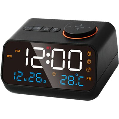 JUTE Wiederaufladbarer Led-multifunktionswecker Mit Musikalarm, Ukw-radio Und Drehknopf Zur Sendersuche, Schwarz JUTE Wiederaufladbarer Led-multifunktionswecker Mit Musikalarm, Ukw-radio Und Drehknopf Zur Sendersuche, Schwarz