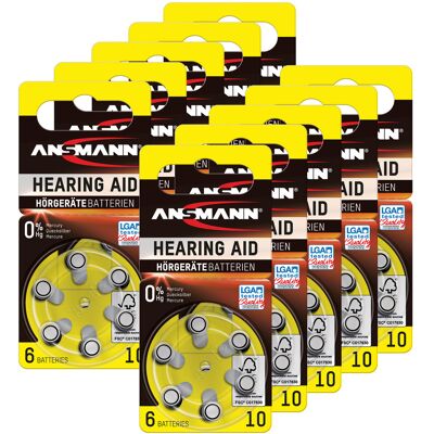 Hörgerätebatterien 10 Gelb 60 Stück - Typ 10 P10 Zl4 Pr70 Mit 1,4v - Ansmann Hörgerätebatterien 10 Gelb 60 Stück - Typ 10 P10 Zl4 Pr70 Mit 1,4v - Ansmann