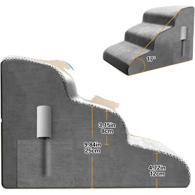 OEM Haustiertreppe, Hochdichter Schaumstoff, Rutschfeste Oberfläche, Grau OEM Haustiertreppe, Hochdichter Schaumstoff, Rutschfeste Oberfläche, Grau