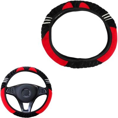 OEM Lenkradbezug Aus Samt Fürs Auto, Universell, Rutschfest, Schwarz Und Rot. OEM Lenkradbezug Aus Samt Fürs Auto, Universell, Rutschfest, Schwarz Und Rot.