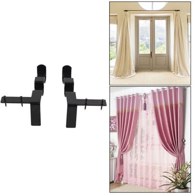 JUTE Set Mit 2 Doppelhaken-gardinenstangenhalterungen, Römischer Stil, Universell, Schwarz. JUTE Set Mit 2 Doppelhaken-gardinenstangenhalterungen, Römischer Stil, Universell, Schwarz.
