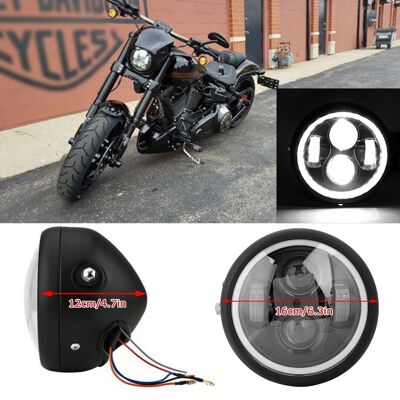 HEAT Universeller Retro-led-motorradscheinwerfer, Runde Frontlampe, Heller 12-v-projektor, Vintage-stil HEAT Universeller Retro-led-motorradscheinwerfer, Runde Frontlampe, Heller 12-v-projektor, Vintage-stil