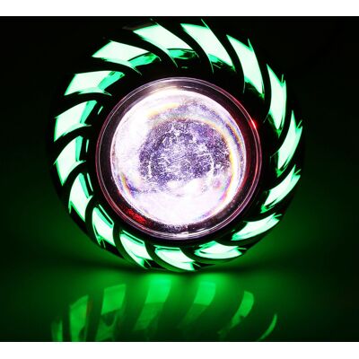 HEAT Motorrad-led-scheinwerferlinse Projektor Mono Halo Angel Eye Demon Fernlicht Grün HEAT Motorrad-led-scheinwerferlinse Projektor Mono Halo Angel Eye Demon Fernlicht Grün