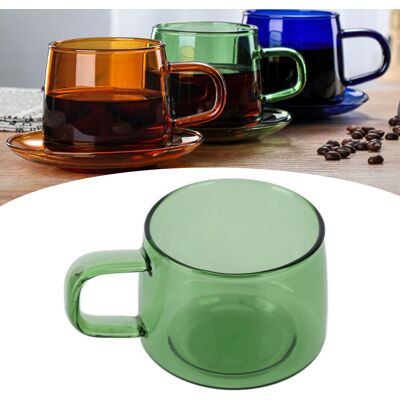 JUTE Hochwertige Kaffeetasse Aus Klarem Borosilikatglas Mit Untertasse Und Henkel, Ideal Für Den Heimgebrauch. Geeignet Für Getränke Wie Fruchtsäfte, Tee, Milch Und Wasser. 250 Ml, Grün. JUTE Hochwertige Kaffeetasse Aus Klarem Borosilikatglas Mit Untertasse Und Henkel, Ideal Für Den Heimgebrauch. Geeignet Für Getränke Wie Fruchtsäfte, Tee, Milch Und Wasser. 250 Ml, Grün.