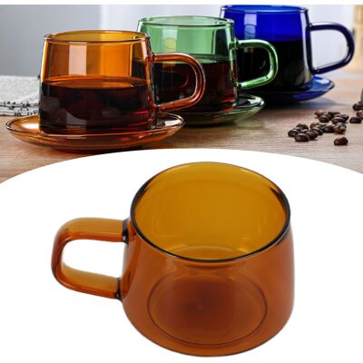 JUTE Hochwertige Kaffeetasse Aus Klarem Borosilikatglas Mit Untertasse Und Henkel, Ideal Für Den Heimgebrauch Und Für Getränke Wie Saft, Tee, Milch Und Wasser. Fassungsvermögen: 250 Ml, Bernsteinfarben. JUTE Hochwertige Kaffeetasse Aus Klarem Borosilikatglas Mit Untertasse Und Henkel, Ideal Für Den Heimgebrauch Und Für Getränke Wie Saft, Tee, Milch Und Wasser. Fassungsvermögen: 250 Ml, Bernsteinfarben.