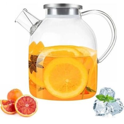 OEM 1,8-liter-krug Aus Borosilikatglas Mit Edelstahldeckel Und -griff, Glaskrug, Wasserkrug, Transparent Und Robust, Für Eistee, Heißes Wasser, Saft, Wein, Milch, Kaffee OEM 1,8-liter-krug Aus Borosilikatglas Mit Edelstahldeckel Und -griff, Glaskrug, Wasserkrug, Transparent Und Robust, Für Eistee, Heißes Wasser, Saft, Wein, Milch, Kaffee