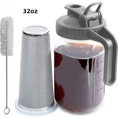 OEM Glas-mason-krug Mit Deckel, 1 Quart (32 Oz / 1 L), Weithals-auslaufschutz-wasserkaraffe Mit Filterdeckel, Kaltbrühkrug Für Wasser/saft/milch/tee/eiskaffee Und Andere Getränke OEM Glas-mason-krug Mit Deckel, 1 Quart (32 Oz / 1 L), Weithals-auslaufschutz-wasserkaraffe Mit Filterdeckel, Kaltbrühkrug Für Wasser/saft/milch/tee/eiskaffee Und Andere Getränke
