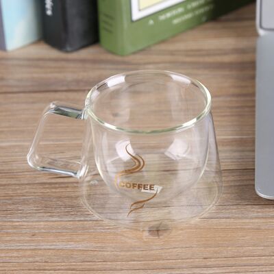 HEAT Hitzebeständiges, Doppelwandiges Kaffeeglas, Isolierbecher Für Tee, Milch, Küchenglas, 300 Ml, Transparent HEAT Hitzebeständiges, Doppelwandiges Kaffeeglas, Isolierbecher Für Tee, Milch, Küchenglas, 300 Ml, Transparent