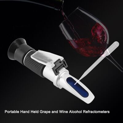 HEAT Tragbares Handrefraktometer Für Trauben Und Wein, Misst Alkohol 0–25 % Vol., Brix 0–40 %, Baumé 0–22, Önologisches Prüfinstrument HEAT Tragbares Handrefraktometer Für Trauben Und Wein, Misst Alkohol 0–25 % Vol., Brix 0–40 %, Baumé 0–22, Önologisches Prüfinstrument