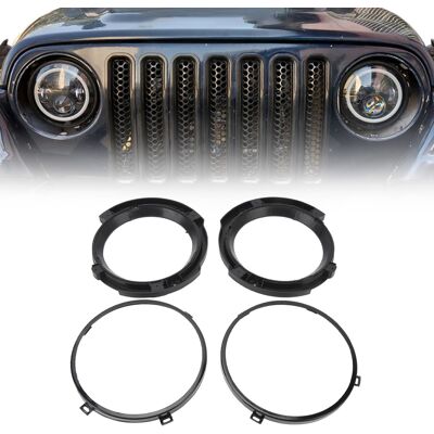JUTE 7-zoll-rundscheinwerfer-befestigungsringe (paar) Für Jeep Wrangler Jk 2007-2018 (el-1018-bk) JUTE 7-zoll-rundscheinwerfer-befestigungsringe (paar) Für Jeep Wrangler Jk 2007-2018 (el-1018-bk)