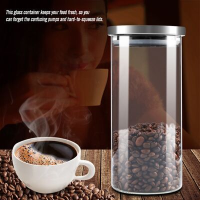 HEAT 1000-ml-glasbehälter Für Kaffee, Tee, Gewürze, Küchenbehälter Mit Edelstahldeckel, Luftdichtes Aufbewahrungsglas HEAT 1000-ml-glasbehälter Für Kaffee, Tee, Gewürze, Küchenbehälter Mit Edelstahldeckel, Luftdichtes Aufbewahrungsglas